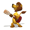 Лев играет на гитару