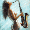 Девушка играет на саксофоне на аву