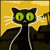 Черная кошка с большими глазами