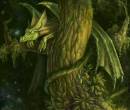 Зеленый дракон возле дерева