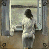 Девушка смотрит в окно
