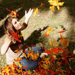 Девушка с листьями, осень