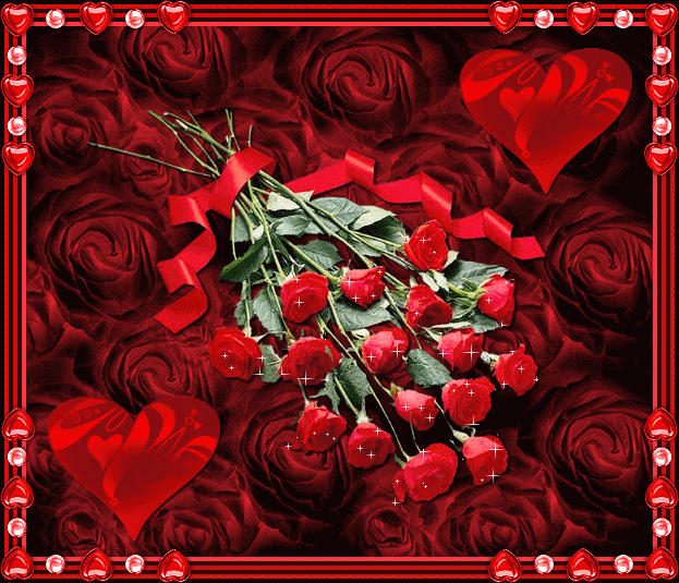 Анимация букет красные розы
