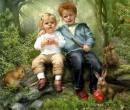 Картина дети в лесу