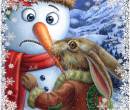 Снеговик, кролик и морковка